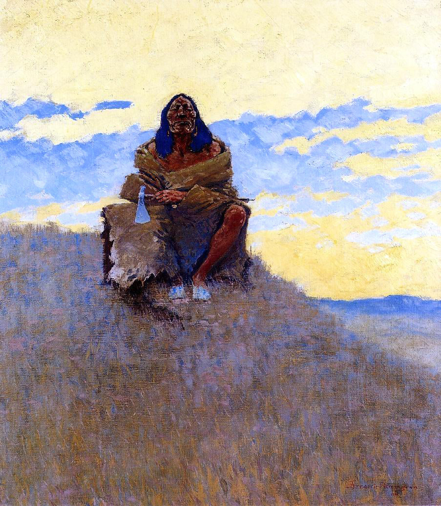 Frederic Remington When His Heart is Bad - Hand Painted Oil Painting