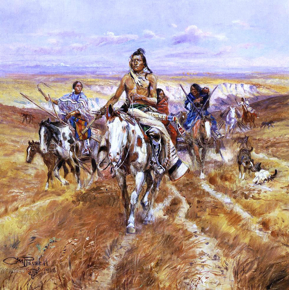  Charles Marion Russell When the Plains Were His - Hand Painted Oil Painting