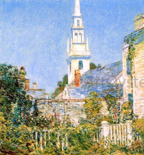 Frederick Childe Hassam White Church at Newport (also known as Church in a New England Village) - Hand Painted Oil Painting