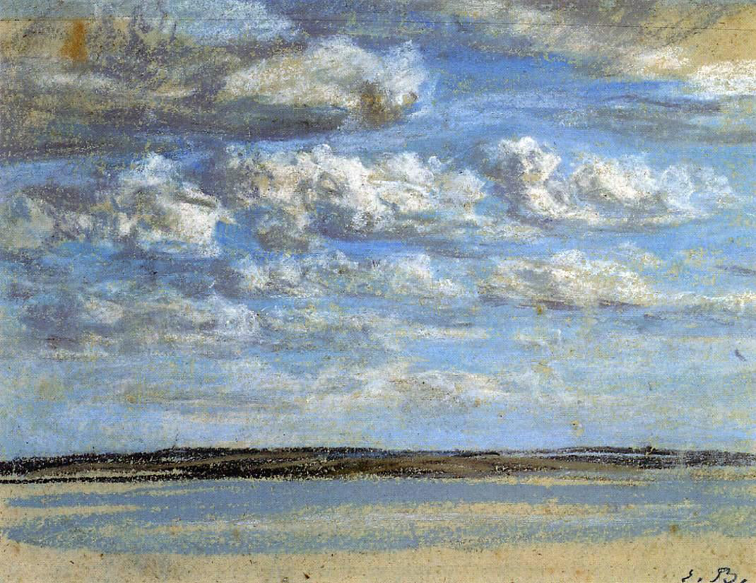  Eugene-Louis Boudin White Clouds, Blue Sky - Hand Painted Oil Painting