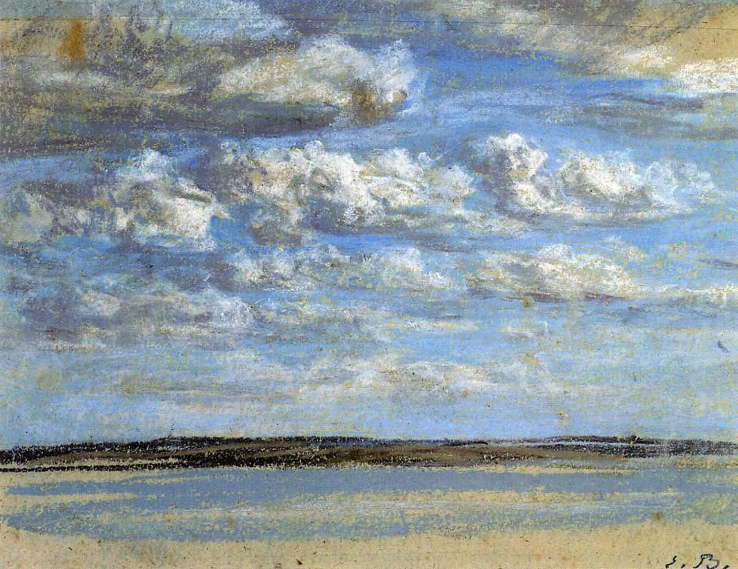 Eugene-Louis Boudin White Clouds, Blue Sky - Hand Painted Oil Painting