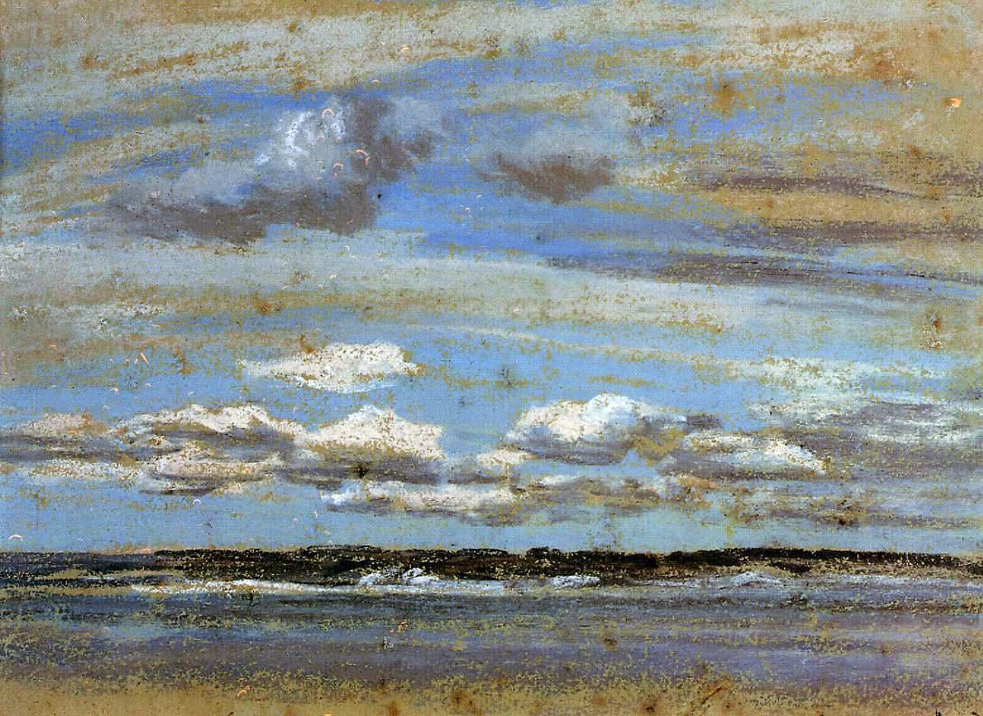  Eugene-Louis Boudin White Clouds over the Estuary - Hand Painted Oil Painting