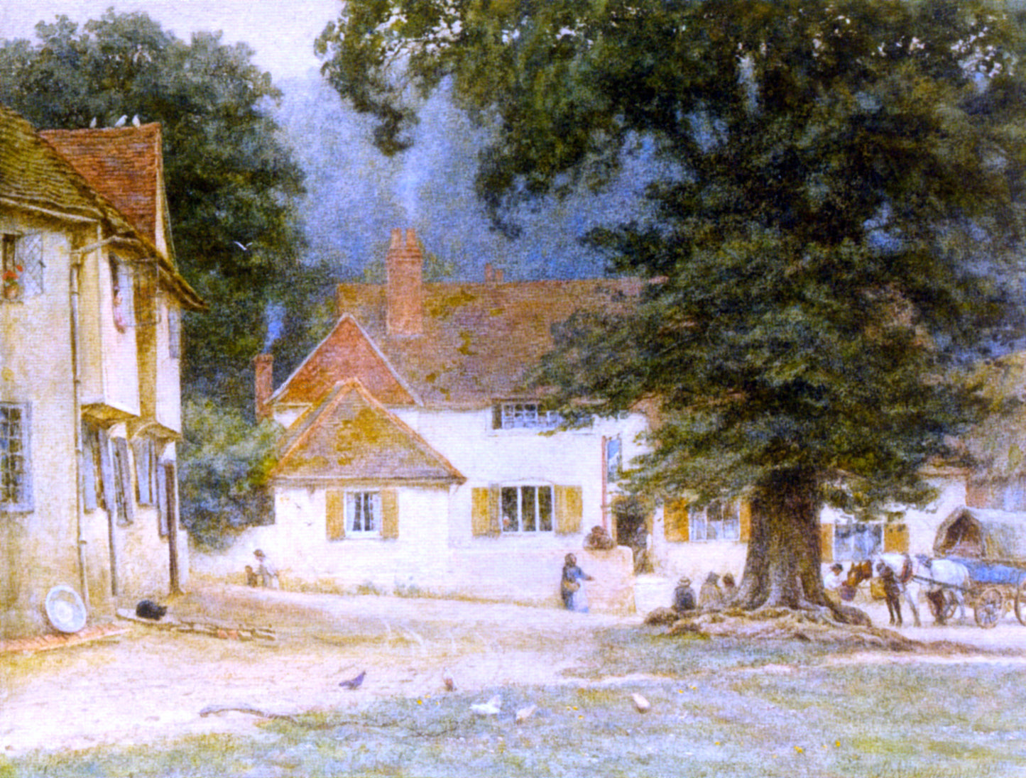 Helen Allingham RWS White Horse Inn, Shere, Surrey - Hand Painted Oil Painting