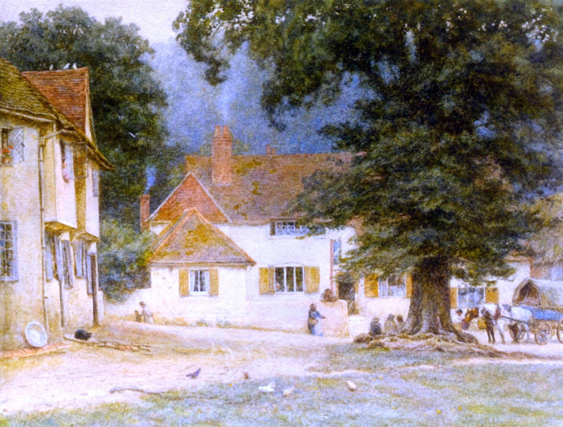  Helen Allingham RWS White Horse Inn, Shere, Surrey - Hand Painted Oil Painting