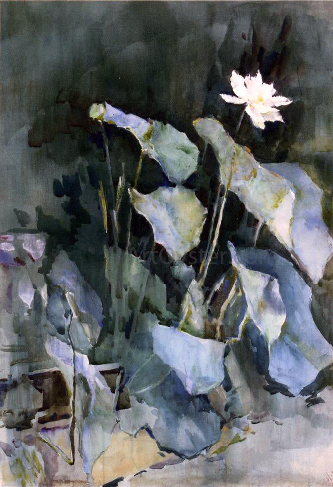 Ralph Wormsley Curtis White Lotus - Hand Painted Oil Painting