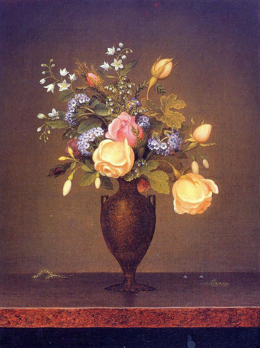 Martin Johnson Heade Wildflowers in a Brown Vase - Hand Painted Oil Painting