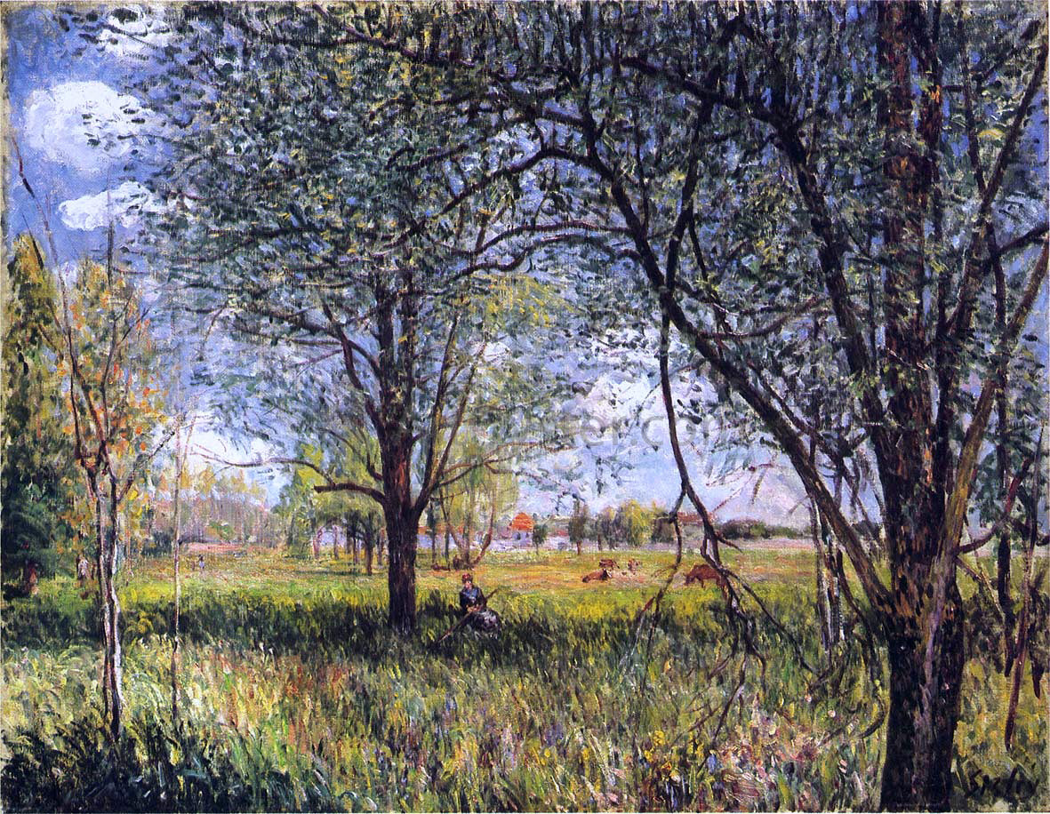 Alfred Sisley Willows in a Field - afternoon - Hand Painted Oil Painting