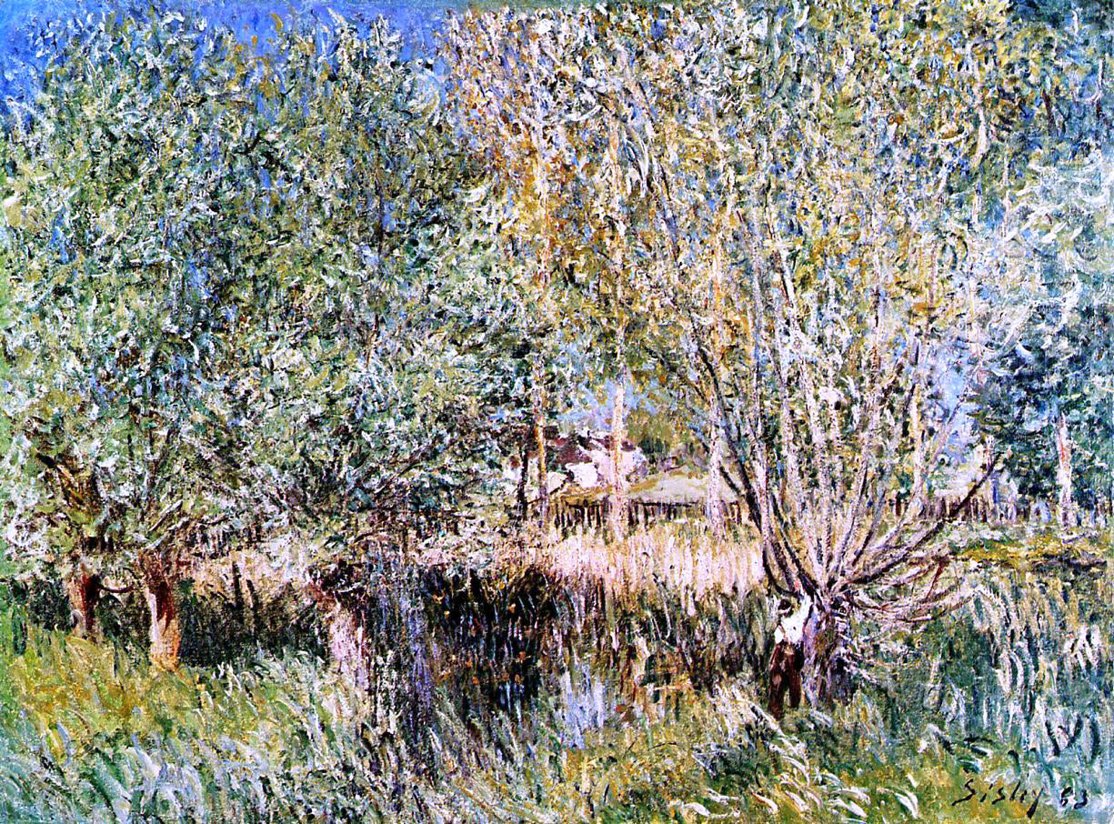 Alfred Sisley Willows on the Banks of the Orvanne - Hand Painted Oil Painting