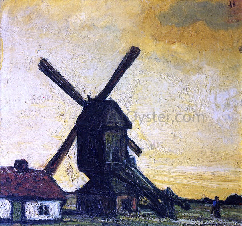 Jakob Smits Windmill at Haechterbroek - Hand Painted Oil Painting
