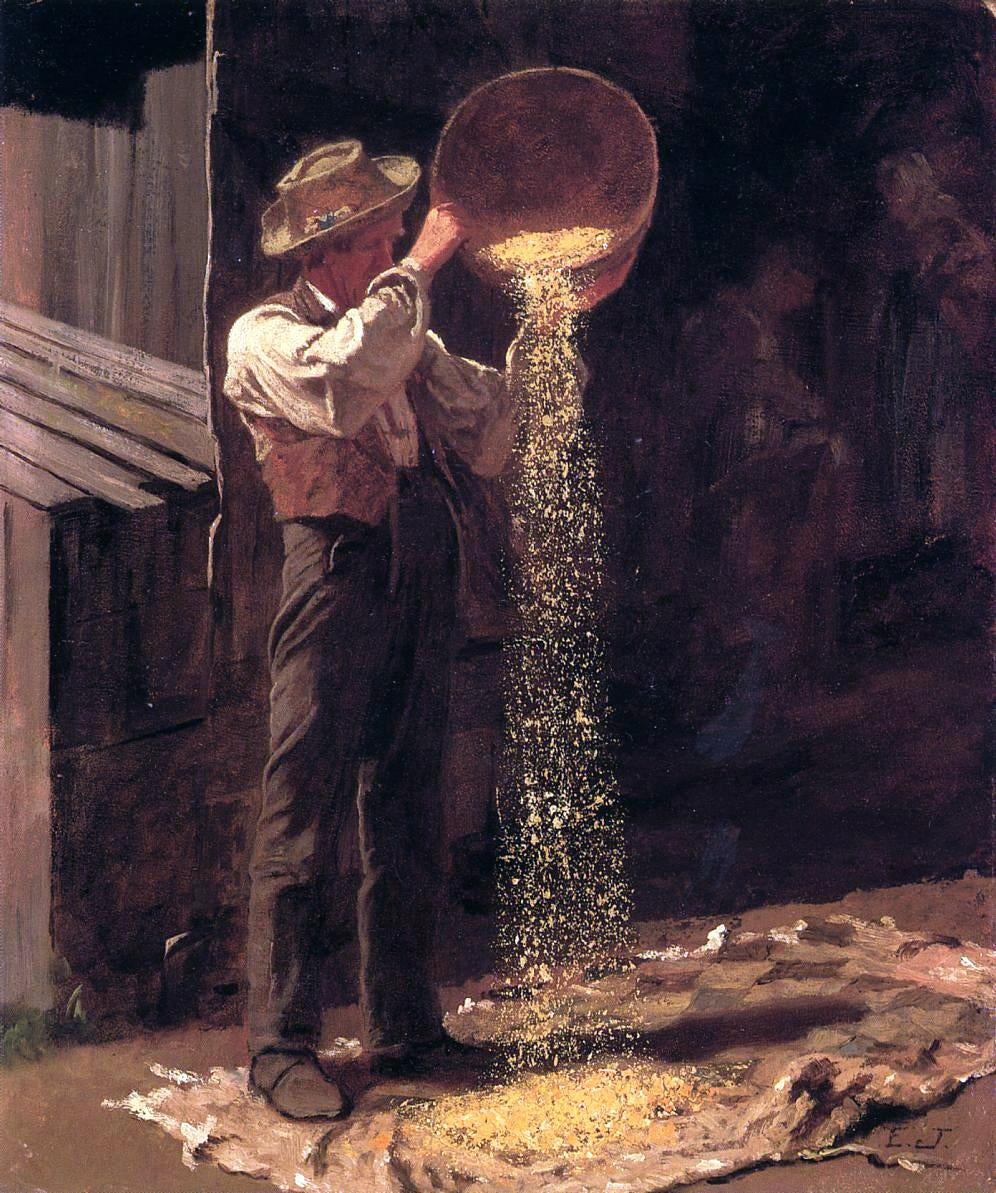 Eastman Johnson Winnowing Grain - Hand Painted Oil Painting