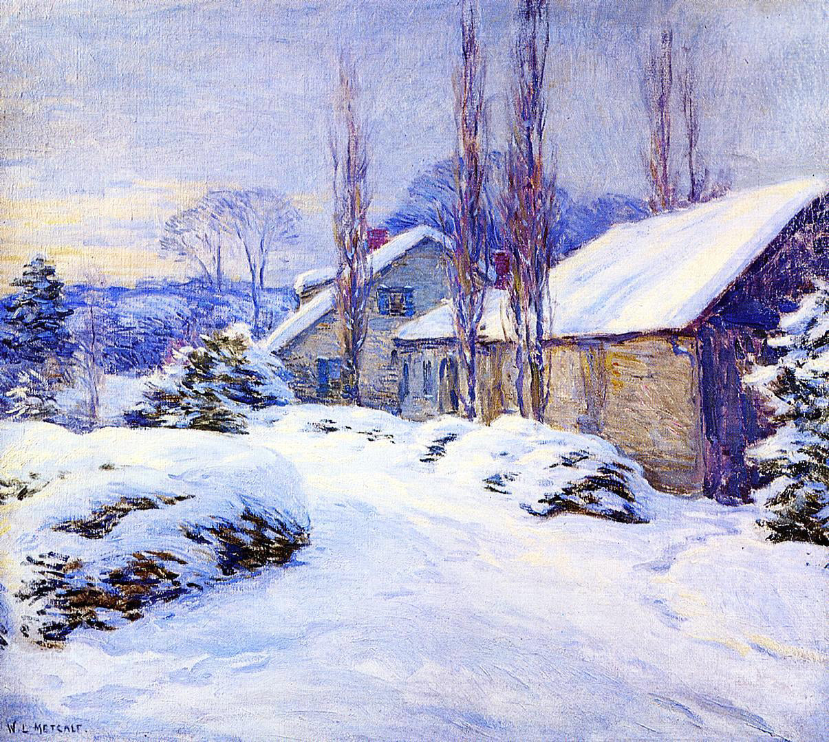 Willard Leroy Metcalf A Winter Afternoon - Hand Painted Oil Painting