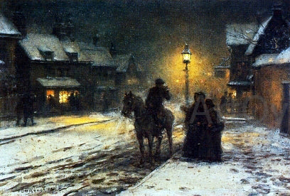 George Henry Boughton Winter Evening - Hand Painted Oil Painting