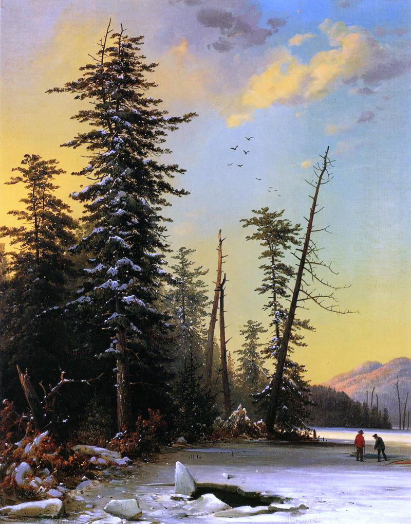 Gustavus Johann Grunewald Winter Evening on a Lake at the Pine Swamp - Hand Painted Oil Painting