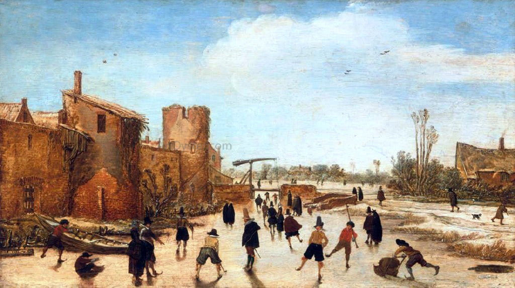 Esaias Van de Velde Winter Games on the Town Moat - Hand Painted Oil Painting
