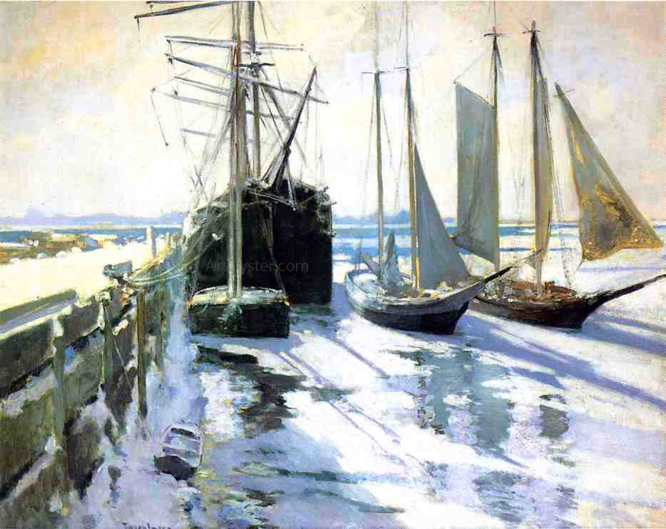 John Twachtman Winter, Gloucester Harbor - Hand Painted Oil Painting