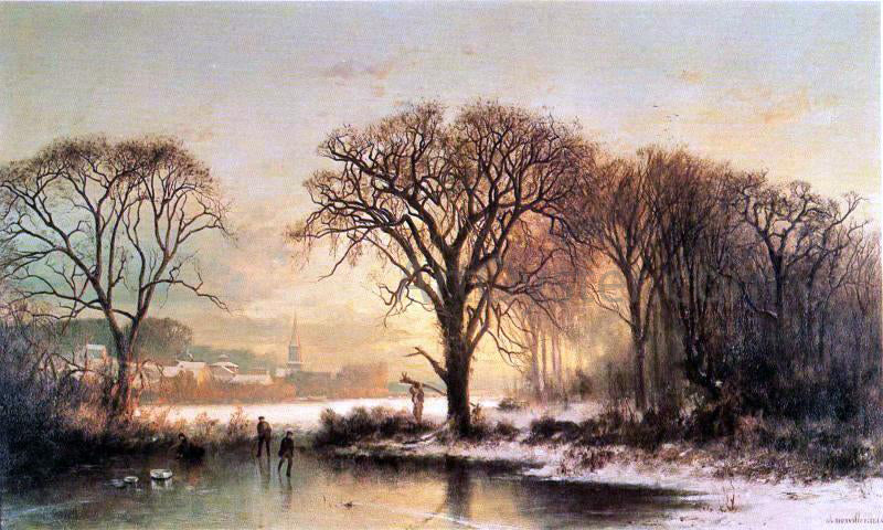 Joseph Morviller Winter in Medford - Hand Painted Oil Painting