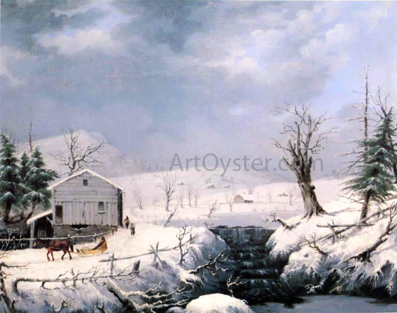 George Henry Durrie Winter in New England - Hand Painted Oil Painting