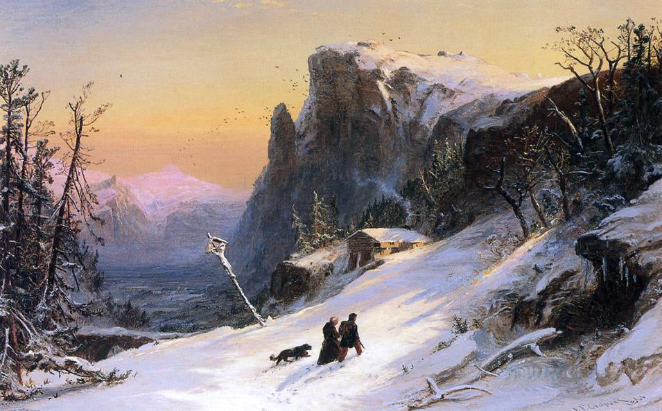 Jasper Francis Cropsey Winter in Switzerland - Hand Painted Oil Painting