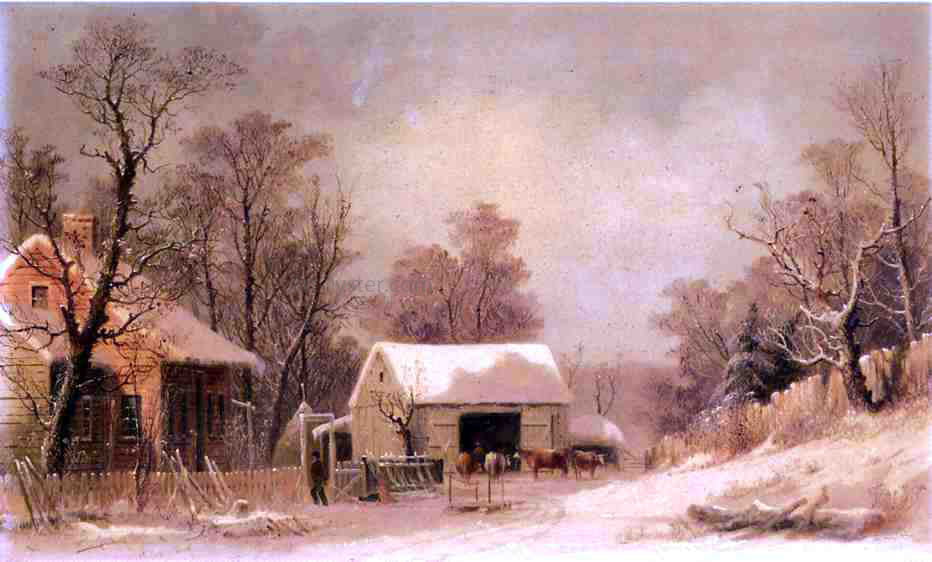 George Henry Durrie Winter in the Country - Hand Painted Oil Painting