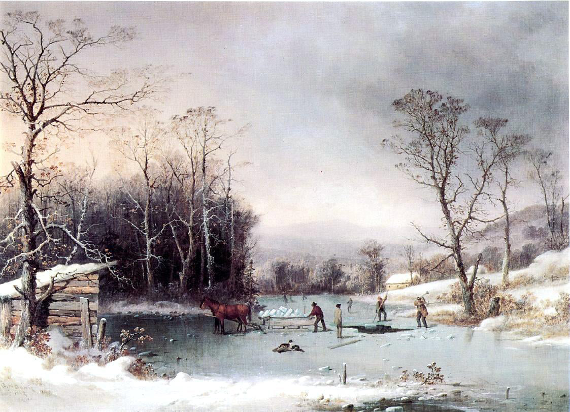 George Henry Durrie Winter in the Country, Getting Ice - Hand Painted Oil Painting