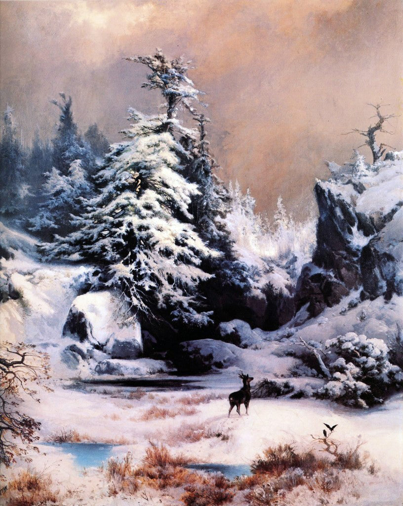 Thomas Moran Winter in the Rockies - Hand Painted Oil Painting