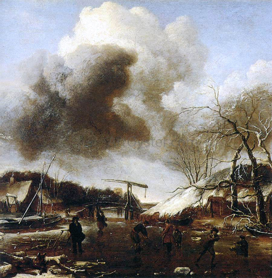 Jan Van de Capelle Winter Landscape - Hand Painted Oil Painting