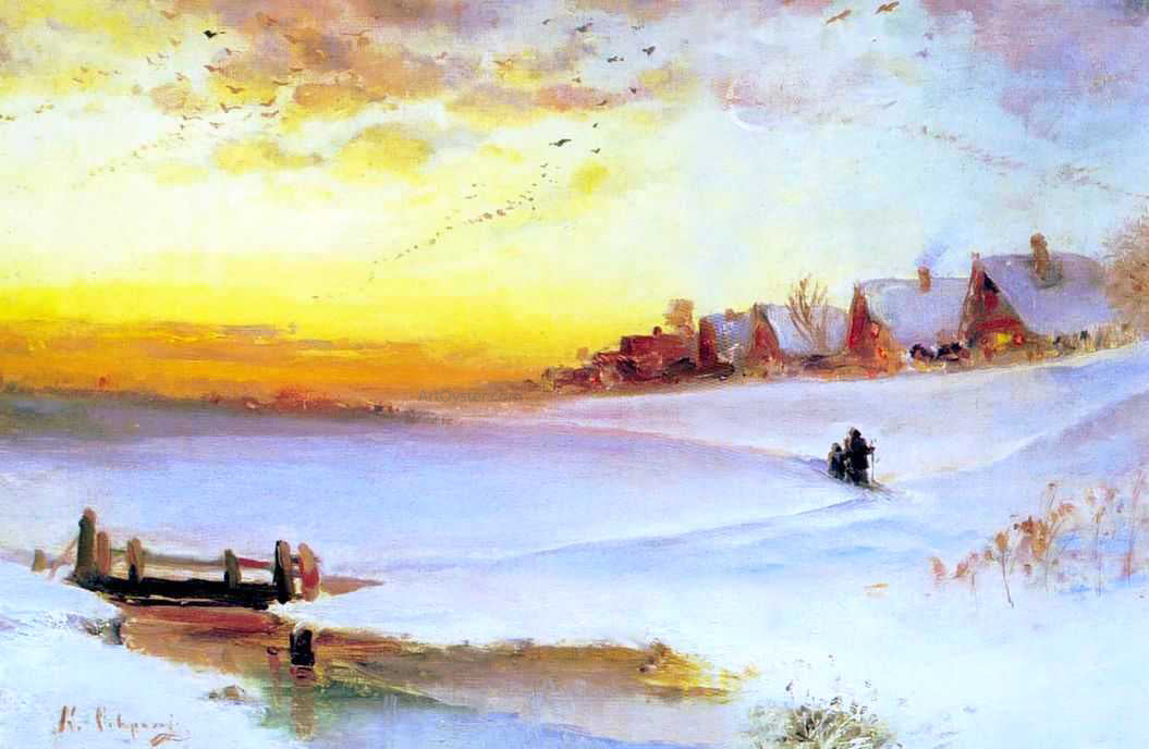 Alexei Kondratevich Savrasov Winter Landscape - Hand Painted Oil Painting