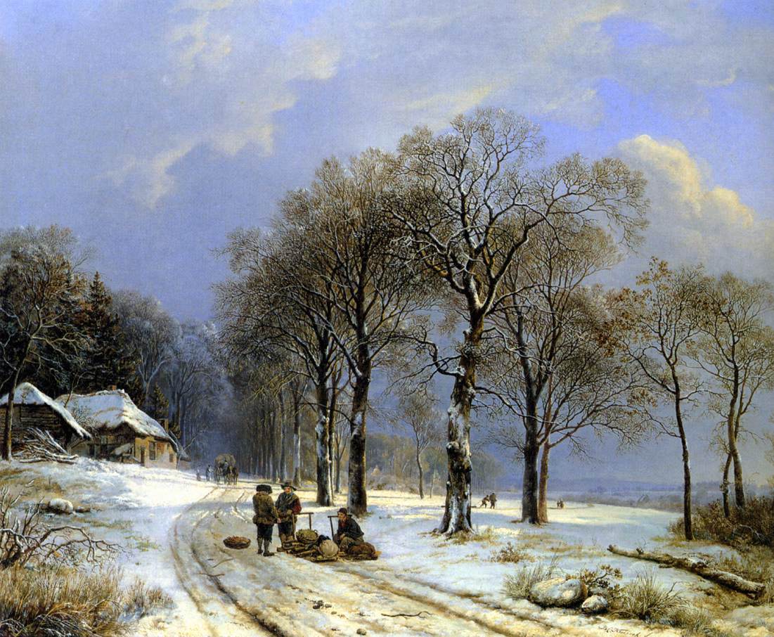 Barend Cornelis Koekkoek Winter Landscape - Hand Painted Oil Painting