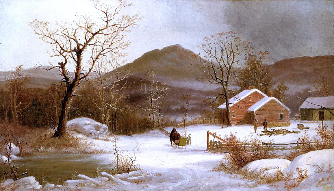 George Henry Durrie Winter Landscape - Hand Painted Oil Painting