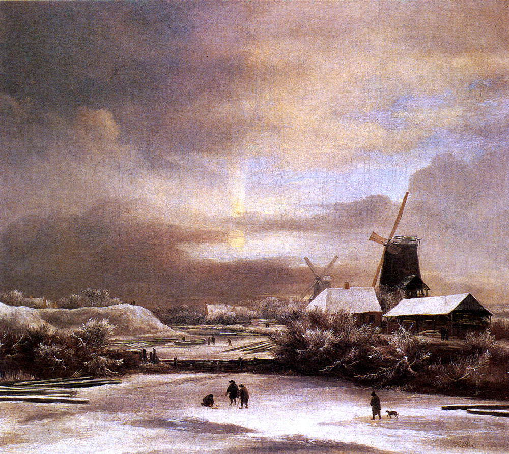 Jacob Van Ruisdael Winter Landscape - Hand Painted Oil Painting