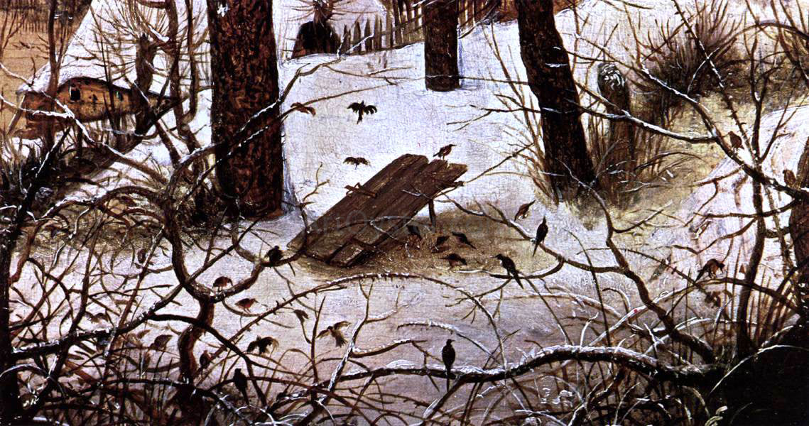 The Elder Pieter Bruegel Winter Landscape with Skaters and a Bird Trap (detail) - Hand Painted Oil Painting