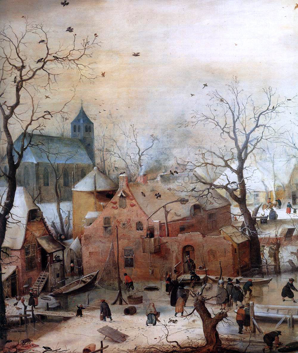 Hendrick Avercamp Winter Landscape with Skaters (detail) - Hand Painted Oil Painting