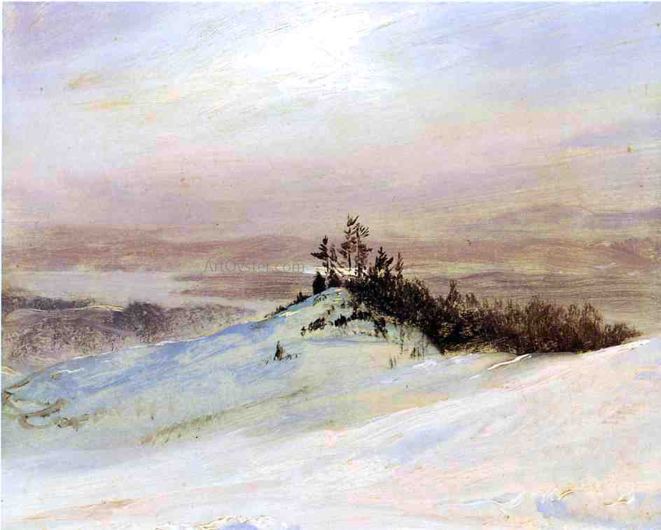 Frederic Edwin Church Winter on the Hudson River Near Catskill, New York - Hand Painted Oil Painting