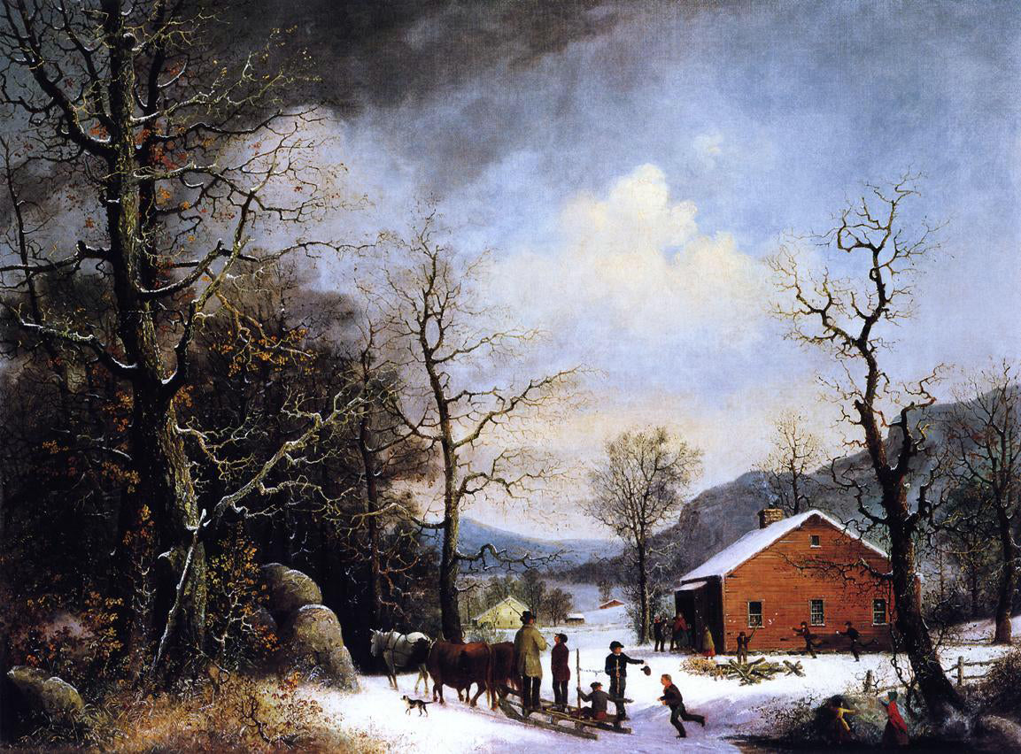 George Henry Durrie Winter Scene - Hand Painted Oil Painting