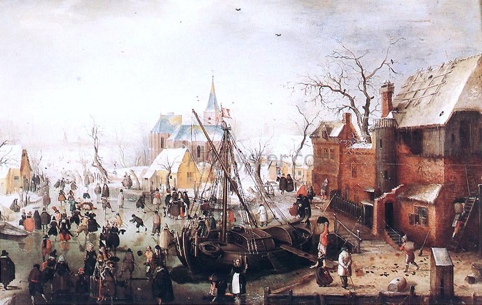 Hendrick Avercamp Winter Scene at Yselmuiden - Hand Painted Oil Painting