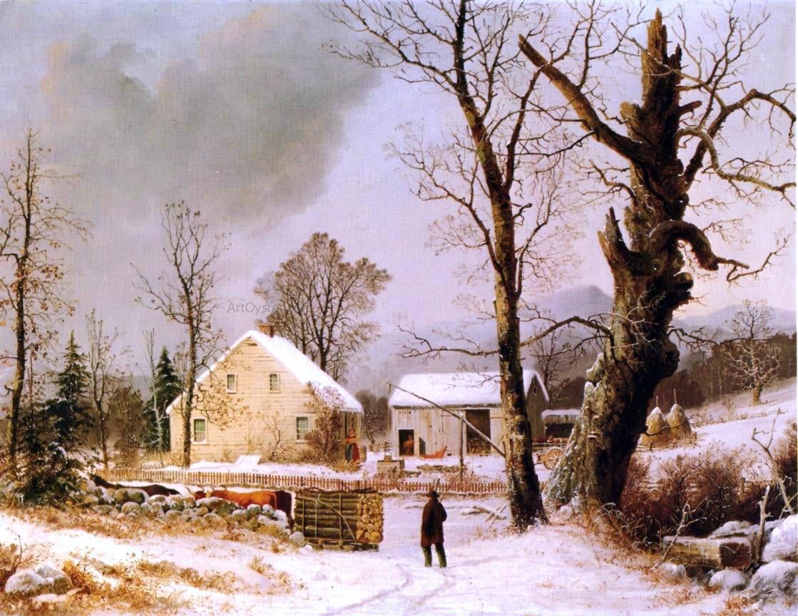 George Henry Durrie Winter Scene in New England - Hand Painted Oil Painting