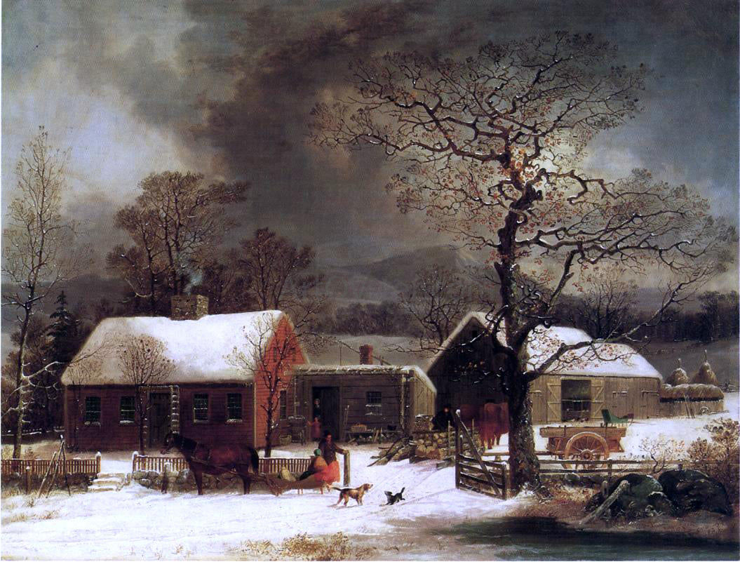  George Henry Durrie A Winter Scene in New Haven, Connecticut - Hand Painted Oil Painting