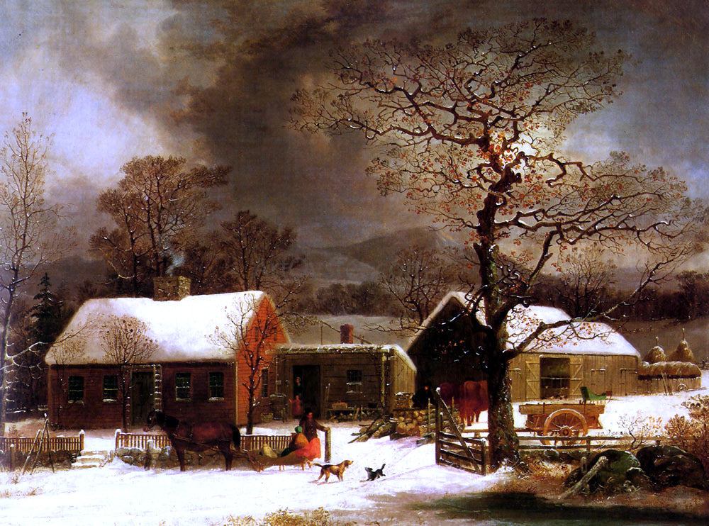 George Henry Durrie A Winter Scene in New Haven - Hand Painted Oil Painting