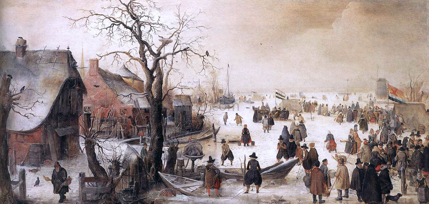 Hendrick Avercamp Winter Scene on a Canal - Hand Painted Oil Painting