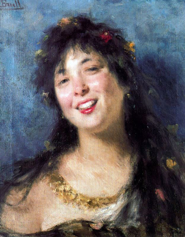 Joan Brull Vinyoles Woman - Hand Painted Oil Painting