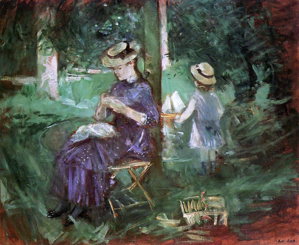 Berthe Morisot Woman and Child in a Garden - Hand Painted Oil Painting