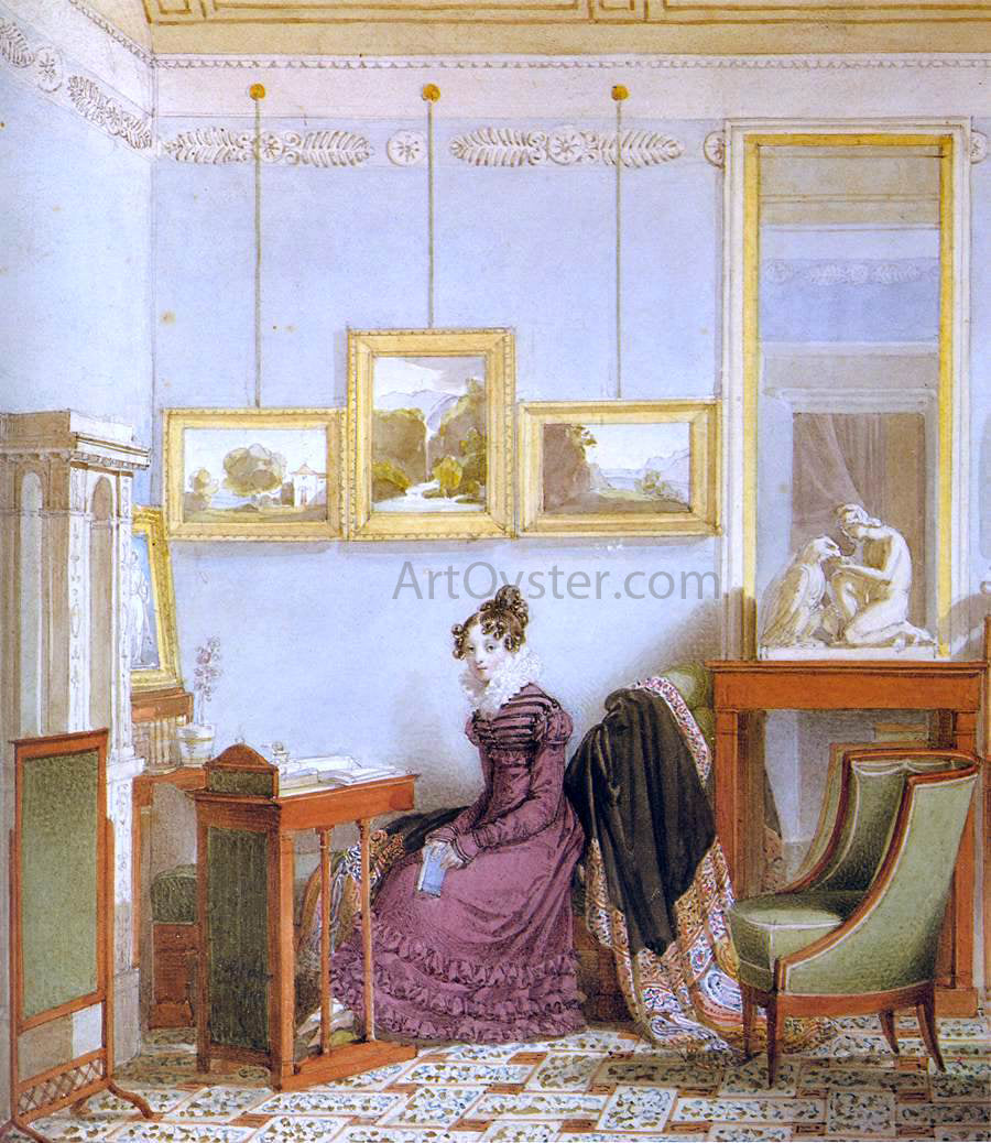 Johann Ender Woman at her Writing Desk - Hand Painted Oil Painting