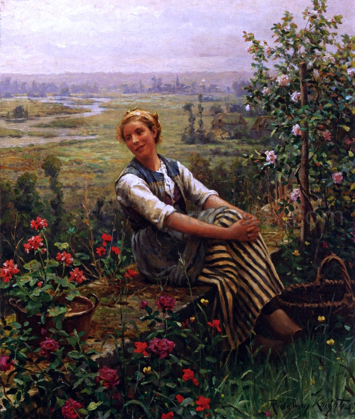Daniel Ridgway Knight Woman at Rest - Hand Painted Oil Painting