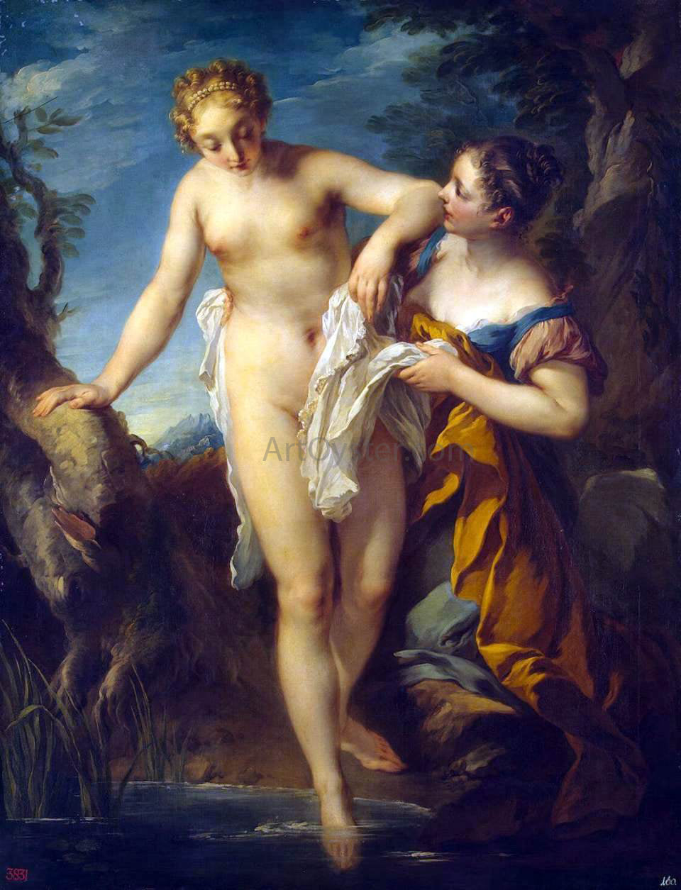 Francois Lemoyne Woman Bathing - Hand Painted Oil Painting
