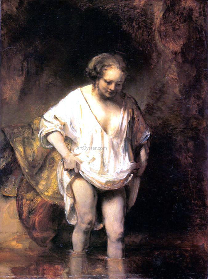 Rembrandt Van Rijn Woman Bathing in a Stream - Hand Painted Oil Painting