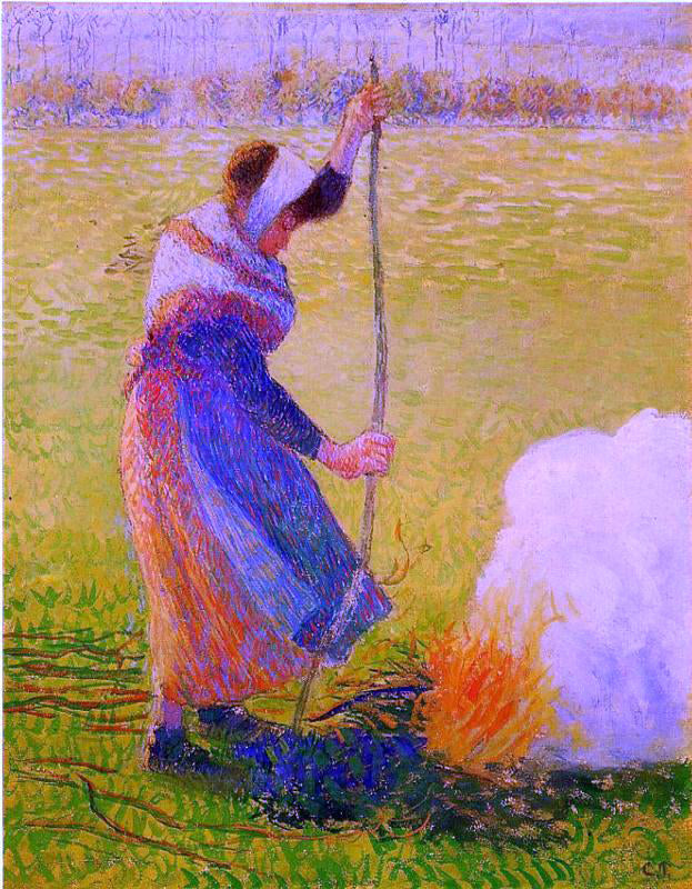 Camille Pissarro Woman Burning Wood - Hand Painted Oil Painting