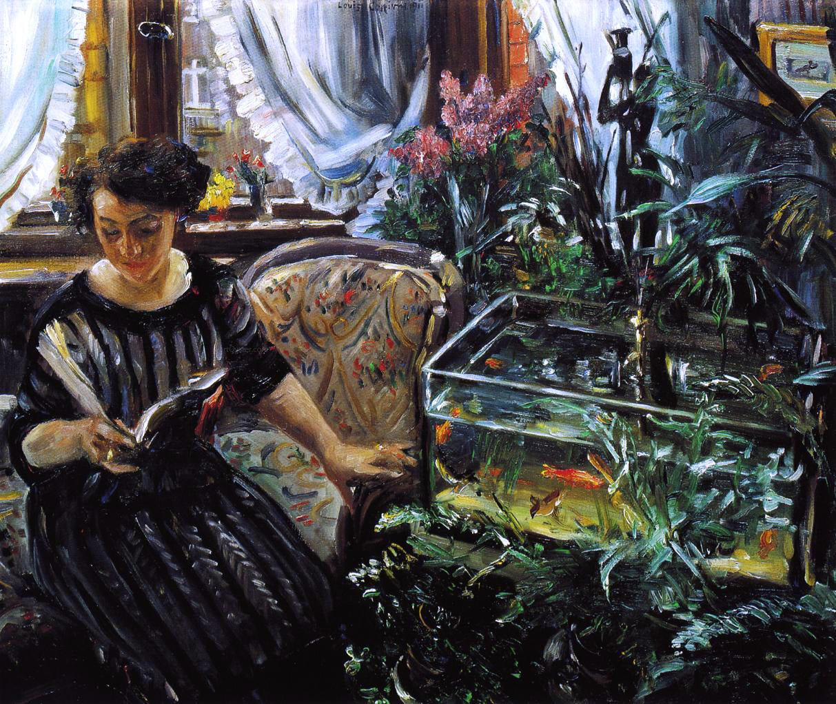 Lovis Corinth Woman by a Goldfish Tank - Hand Painted Oil Painting