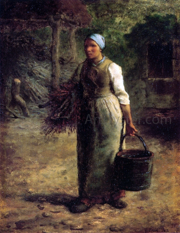  Jean-Francois Millet Woman Carrying Firewood and a Pail - Hand Painted Oil Painting