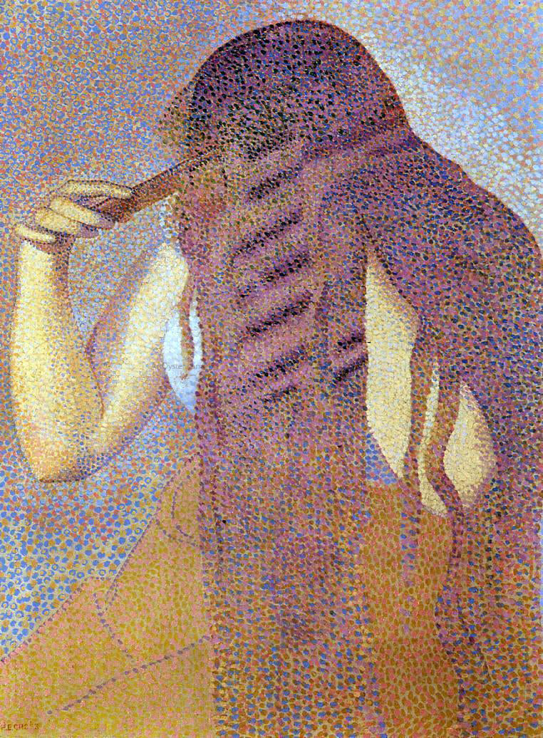 Henri Edmond Cross Woman Combing Her Hair - Hand Painted Oil Painting