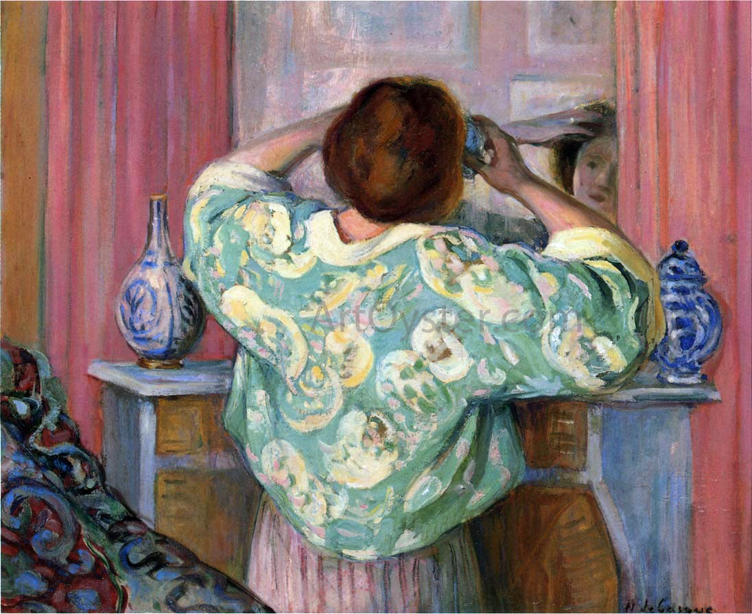 Henri Lebasque Woman Doing Her Hair at the Mirror - Hand Painted Oil Painting